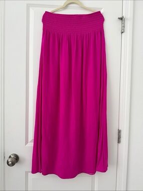 Lilly Pulitzer Fuchsia Maxi Skirt with Smocked Waist